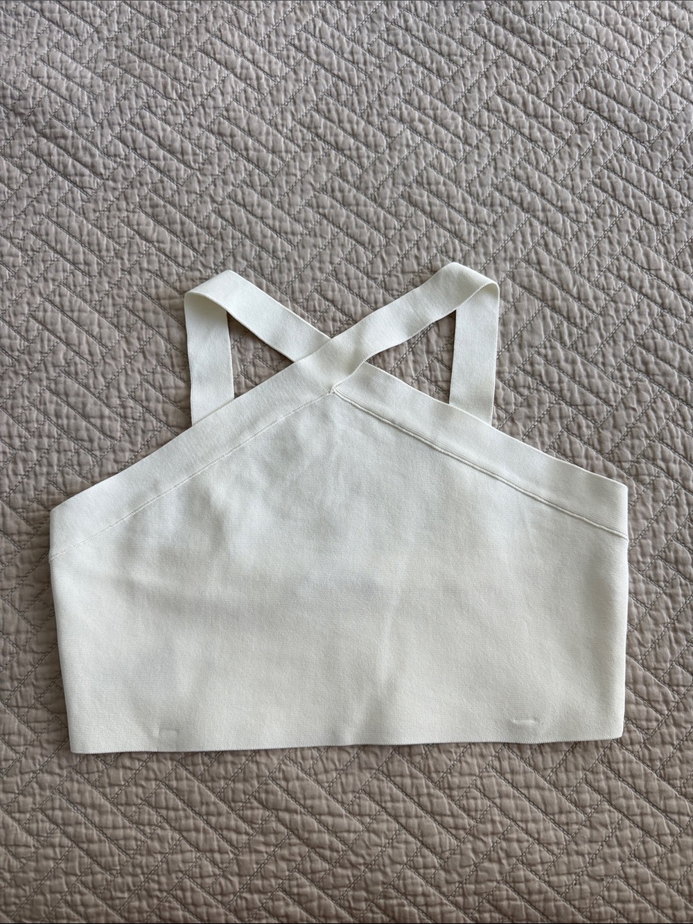 BCBGMaxAzria Ivory Cross-Back Bandage Crop Top Size L NWT